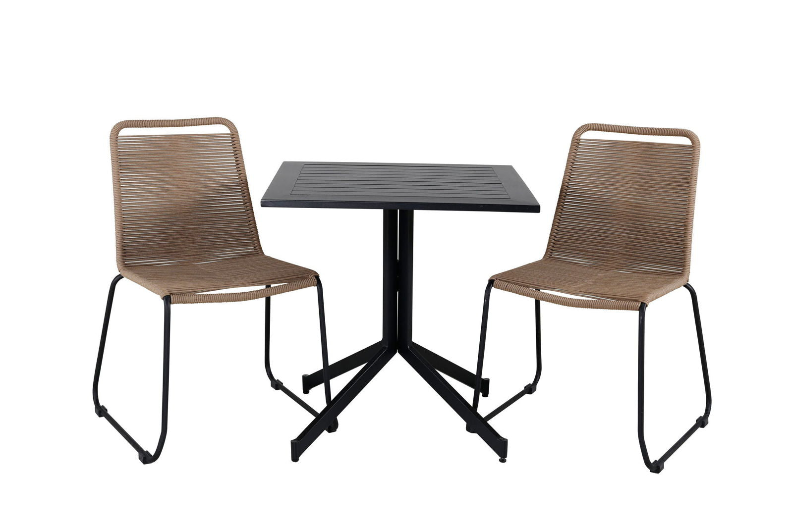 Venture Home Way café table 70*70+Lindos Stacking Chair - Black Alu / Latte Rope_2 - vivahabitat.com