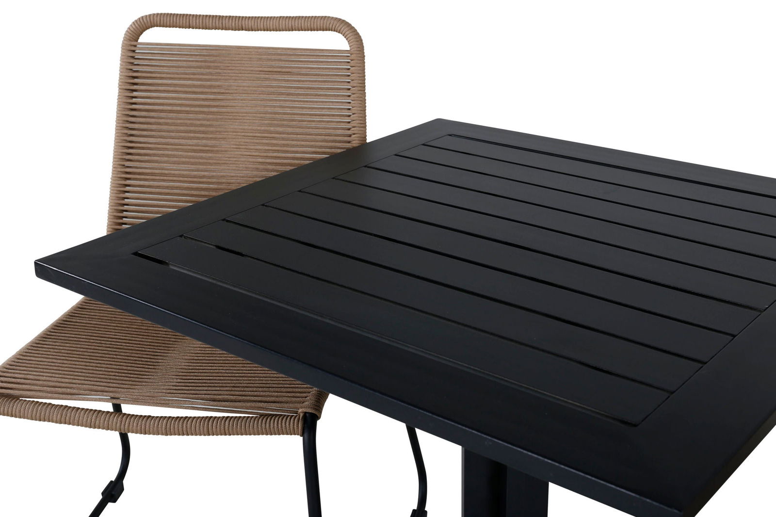 Venture Home Way café table 70*70+Lindos Stacking Chair - Black Alu / Latte Rope_2 - vivahabitat.com