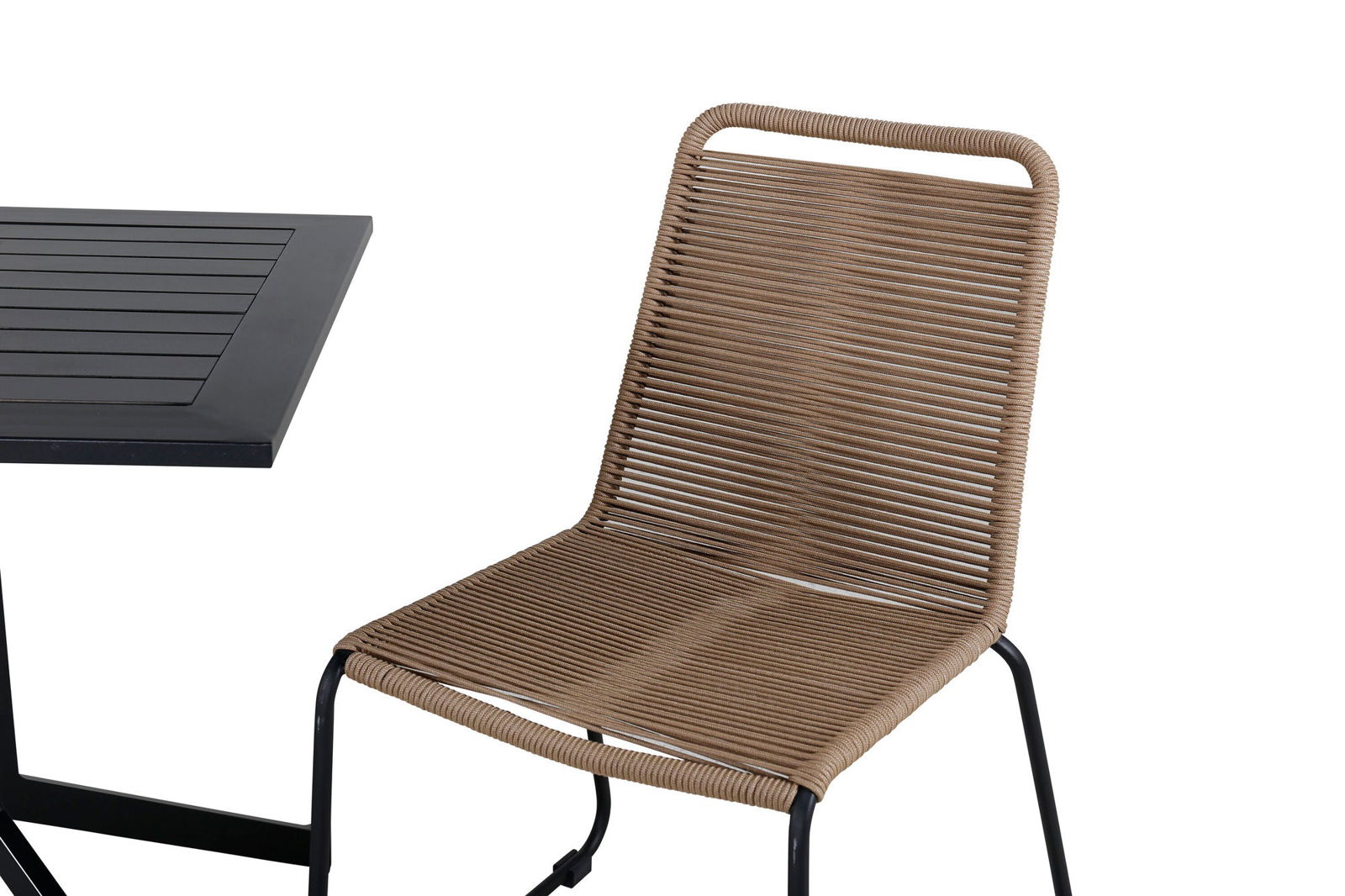 Venture Home Way café table 70*70+Lindos Stacking Chair - Black Alu / Latte Rope_2 - vivahabitat.com