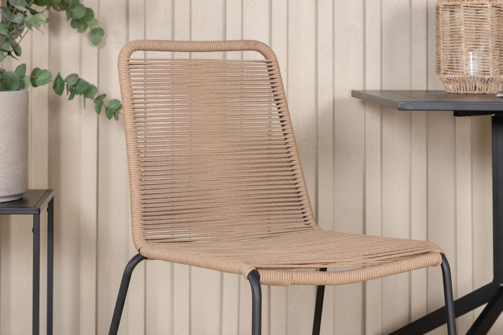 Venture Home Way café table 70*70+Lindos Stacking Chair - Black Alu / Latte Rope_2 - vivahabitat.com