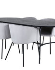 Venture Home Skate Oval Dining Table - Black / Black Veneer+Berit Chair - Black / Light Grey Velvet_4 - vivahabitat.com