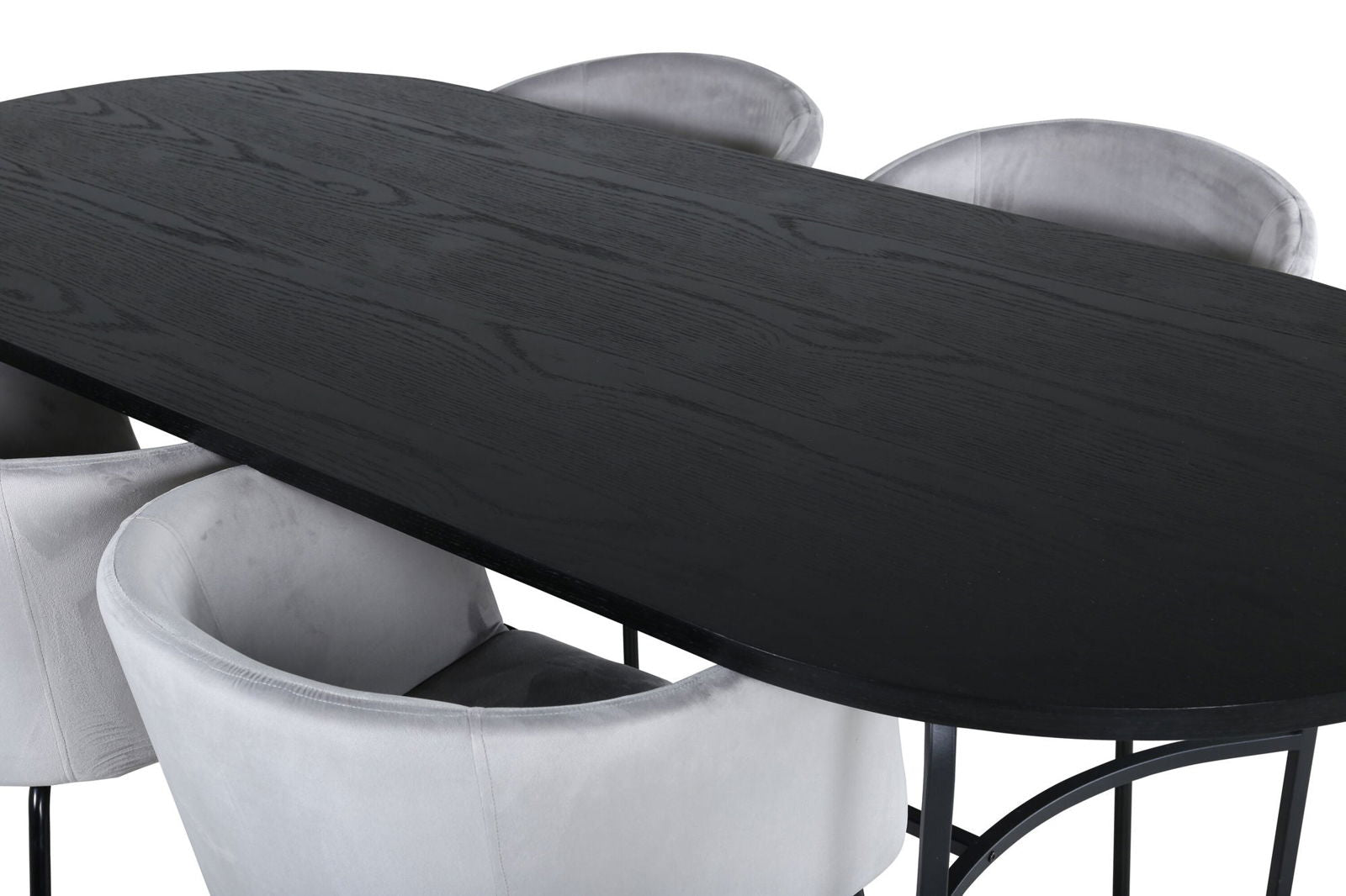 Venture Home Skate Oval Dining Table - Black / Black Veneer+Berit Chair - Black / Light Grey Velvet_4 - vivahabitat.com