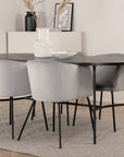 Venture Home Skate Oval Dining Table - Black / Black Veneer+Berit Chair - Black / Light Grey Velvet_4 - vivahabitat.com