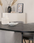 Venture Home Skate Oval Dining Table - Black / Black Veneer+Berit Chair - Black / Light Grey Velvet_4 - vivahabitat.com