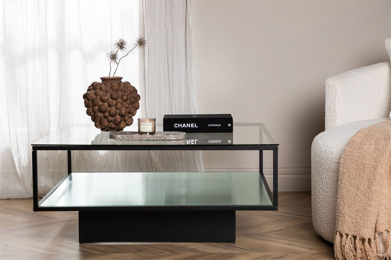 Maglehem Sofa Table - Black / Clear glass - vivahabitat.com