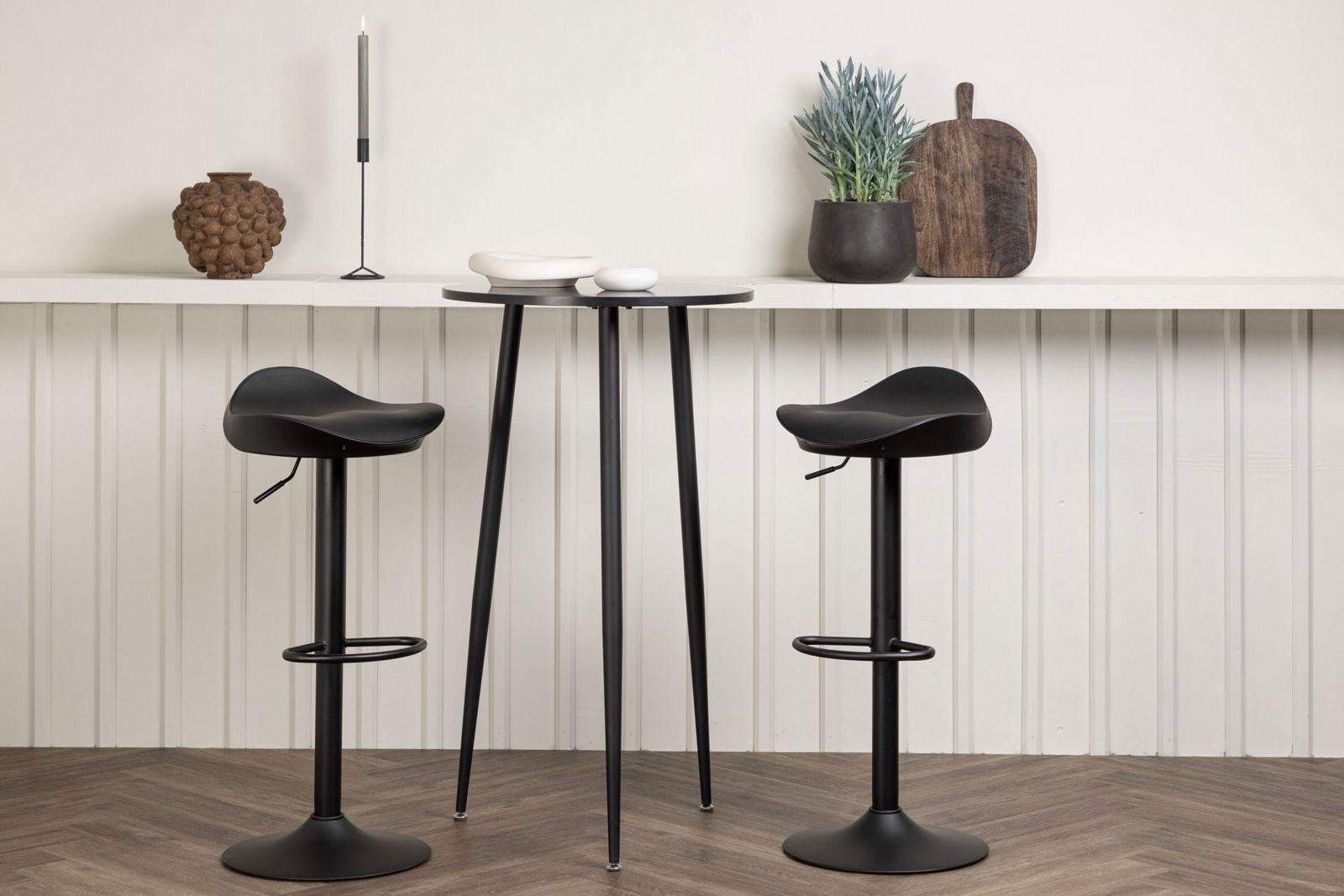 Venture Home Plaza Bar Table - Black / Black Mdf +Adesto Bar Chair - Black / Matte black ABS _2 - vivahabitat.com