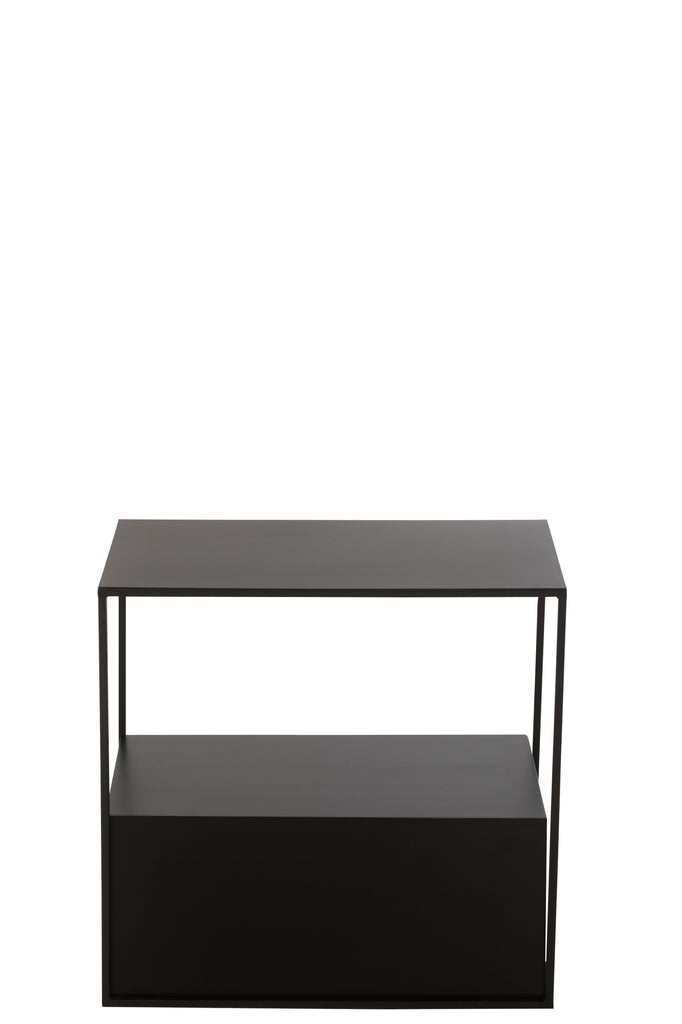 Side Table Rectangle Metal/Mdf Black - vivahabitat.com