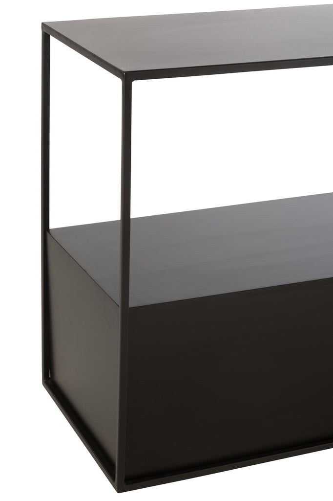 Side Table Rectangle Metal/Mdf Black - vivahabitat.com