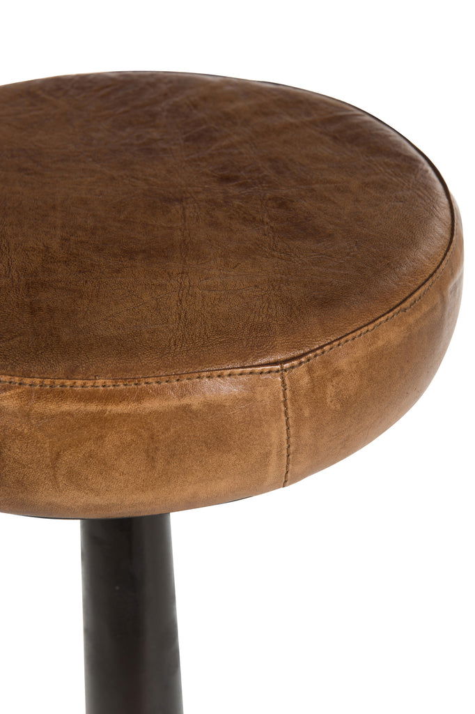 Bar Stool Leather/Metal Brown - vivahabitat.com