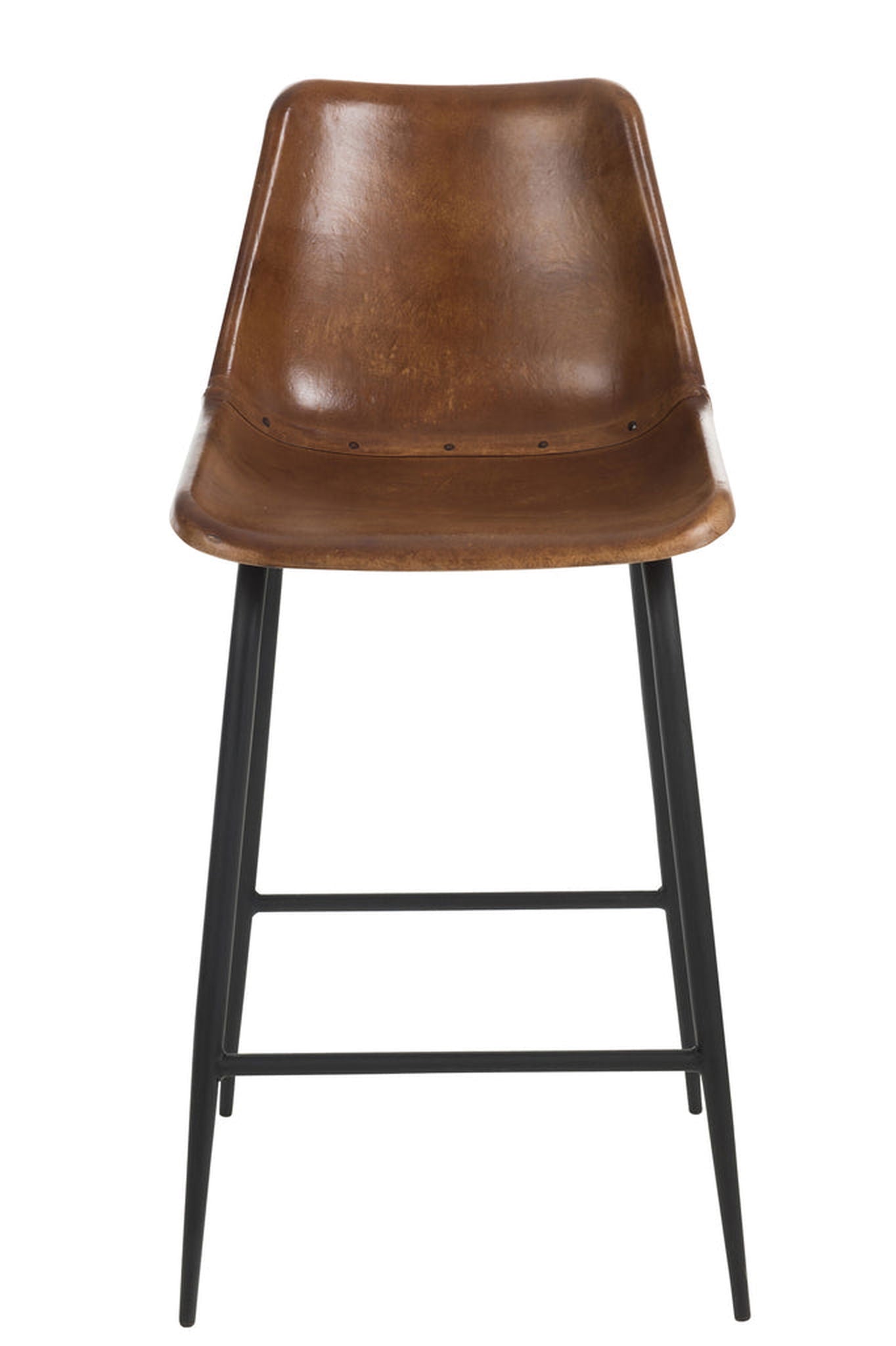 Bar Stool Leather/Metal Brown - vivahabitat.com