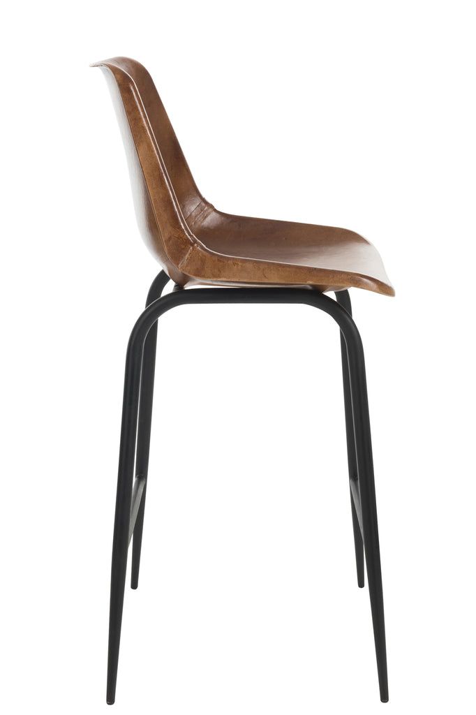 Bar Stool Leather/Metal Brown - vivahabitat.com