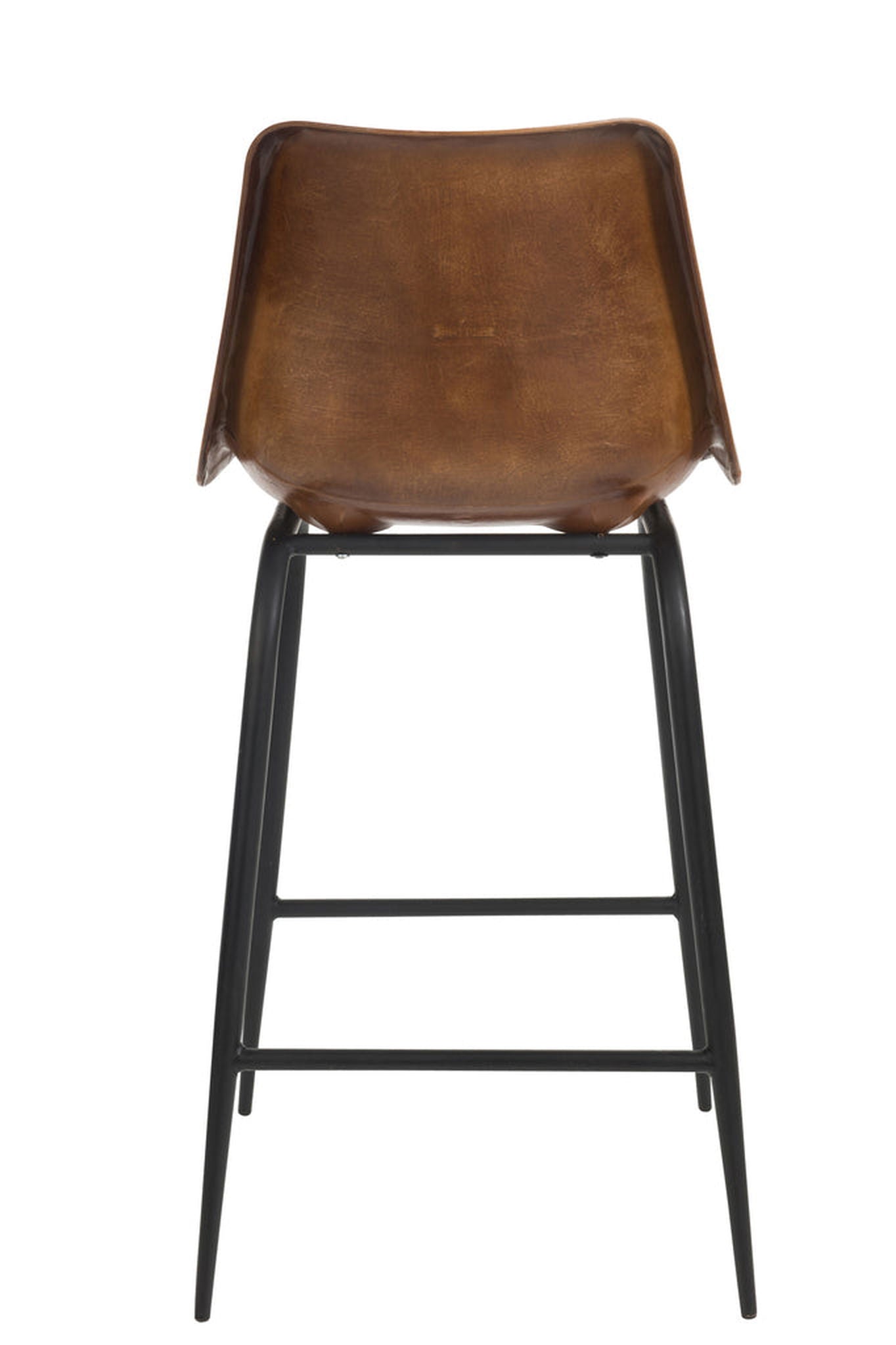 Bar Stool Leather/Metal Brown - vivahabitat.com