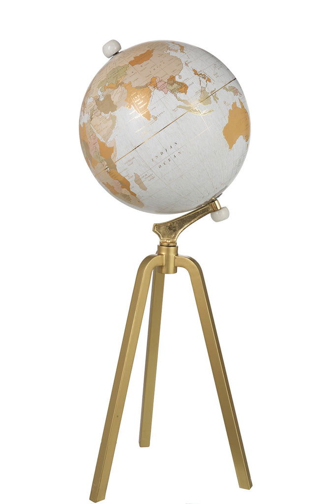 Globe On Foot Marble White/Metal Gold Extra Large - vivahabitat.com