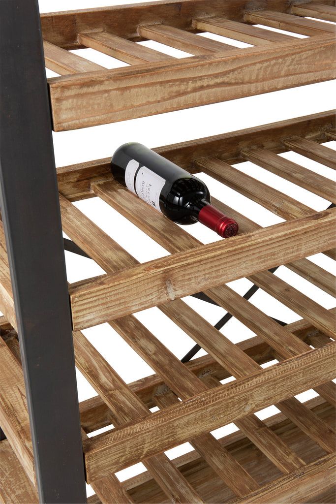 Wine Rack 50 Bottles+Glasses Wood/Metal Natural - vivahabitat.com