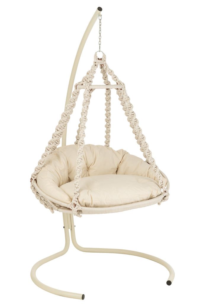 Hanging Chair+Cushion Octopus Rope/Metal White - vivahabitat.com