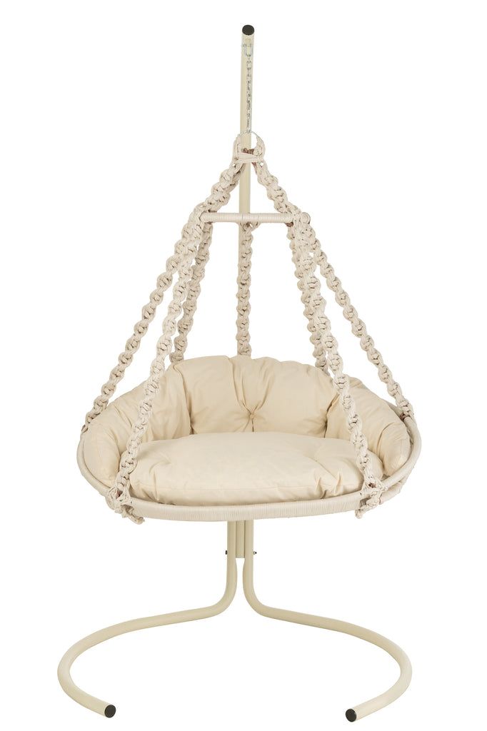 Hanging Chair+Cushion Octopus Rope/Metal White - vivahabitat.com