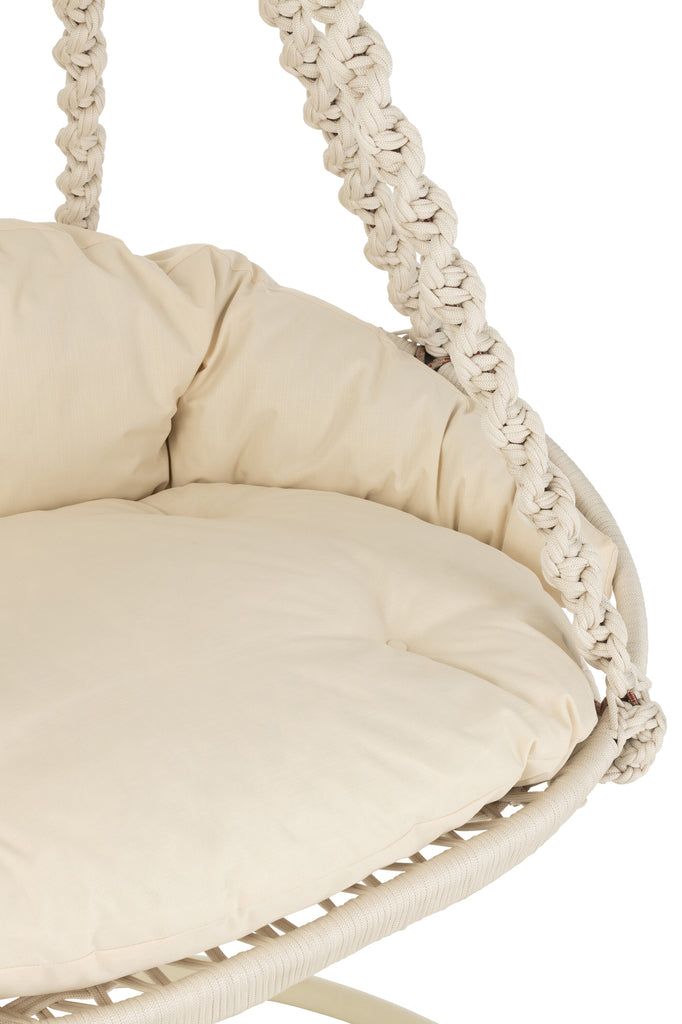 Hanging Chair+Cushion Octopus Rope/Metal White - vivahabitat.com