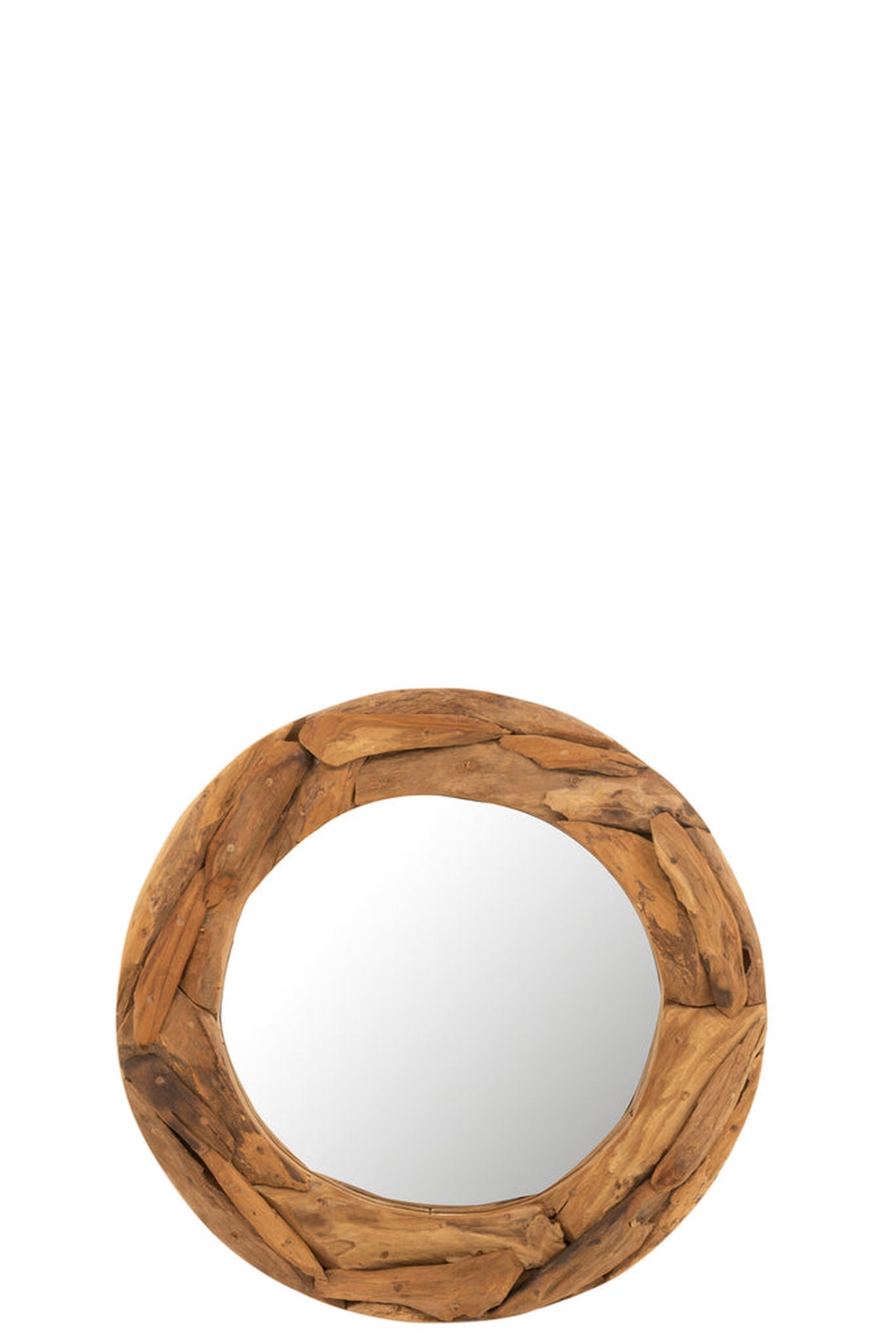 Mirror Round Pieces Teak Wood Natural Small - vivahabitat.com