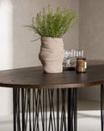 Furniture Fashion Stone oval Dining Table - Black / Mocca Veneer - vivahabitat.com