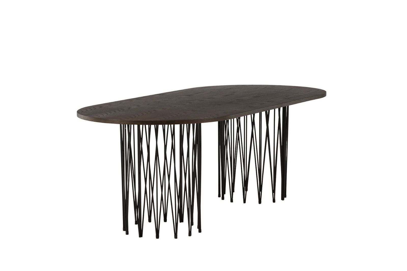 Furniture Fashion Stone oval Dining Table - Black / Mocca Veneer - vivahabitat.com