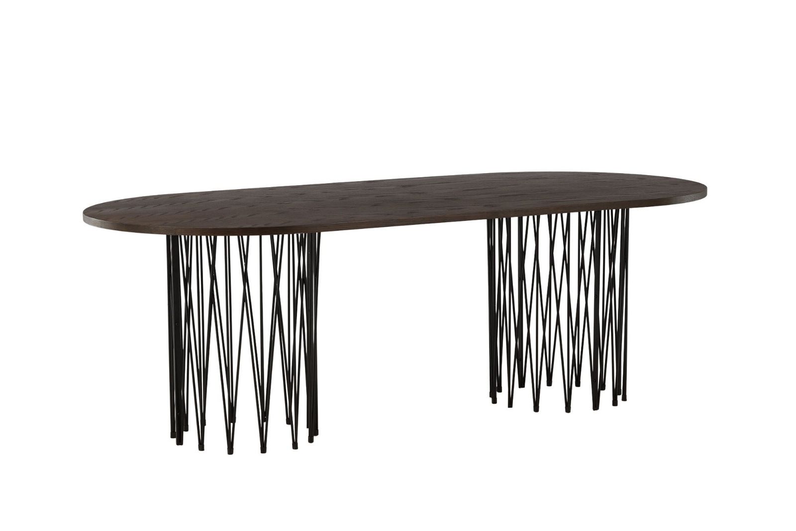 Furniture Fashion Stone oval Dining Table - Black / Mocca Veneer - vivahabitat.com