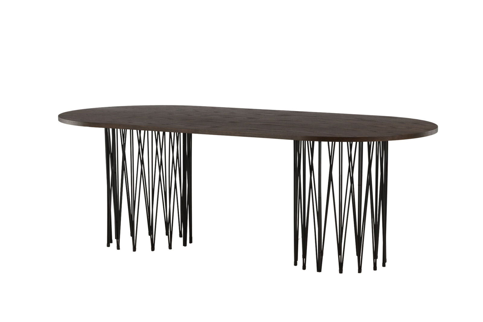 Furniture Fashion Stone oval Dining Table - Black / Mocca Veneer - vivahabitat.com