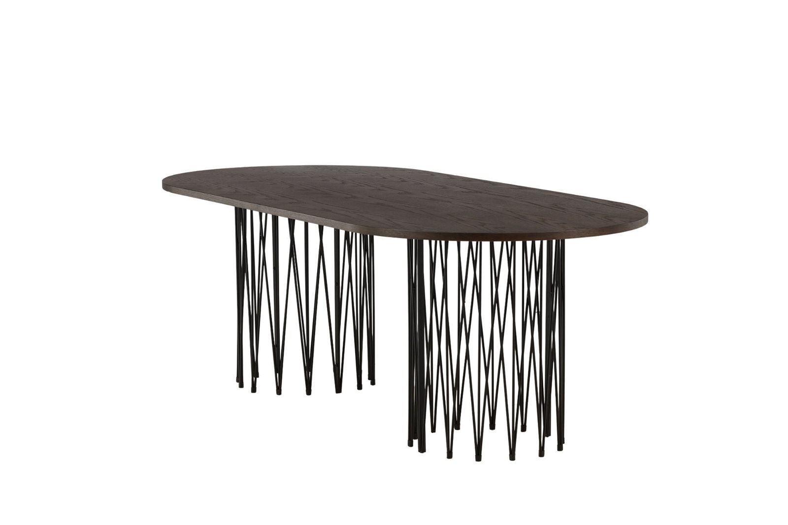 Furniture Fashion Stone oval Dining Table - Black / Mocca Veneer - vivahabitat.com