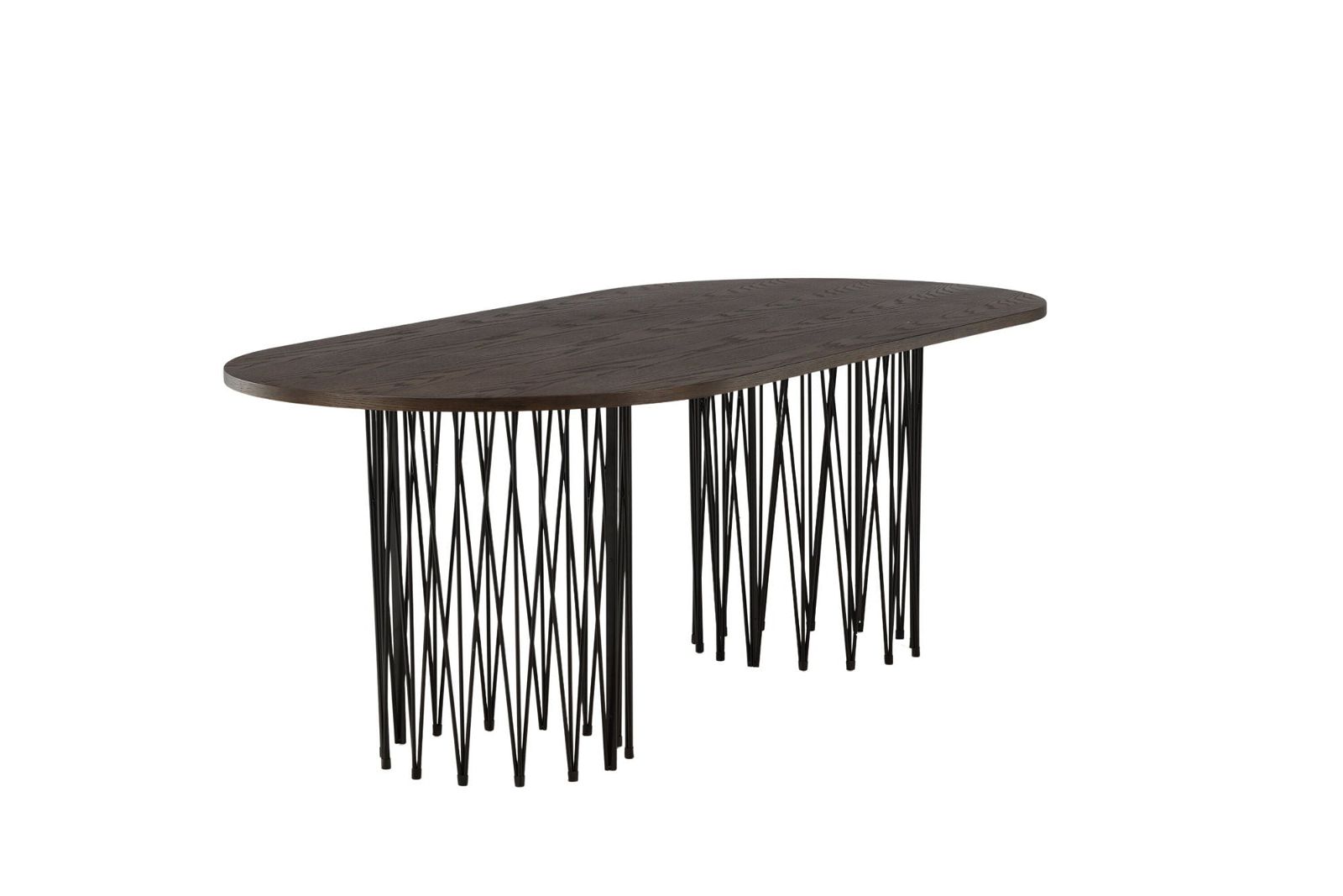 Furniture Fashion Stone oval Dining Table - Black / Mocca Veneer - vivahabitat.com