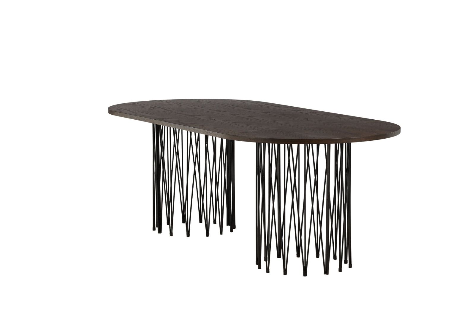 Furniture Fashion Stone oval Dining Table - Black / Mocca Veneer - vivahabitat.com