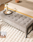 Modern Chenille Storage Bench with Solid Rubber Wood Legs - USA shipping only - vivahabitat.com