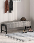 Modern Chenille Storage Bench with Solid Rubber Wood Legs - USA shipping only - vivahabitat.com