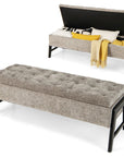 Modern Chenille Storage Bench with Solid Rubber Wood Legs - USA shipping only - vivahabitat.com