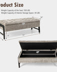 Modern Chenille Storage Bench with Solid Rubber Wood Legs - USA shipping only - vivahabitat.com