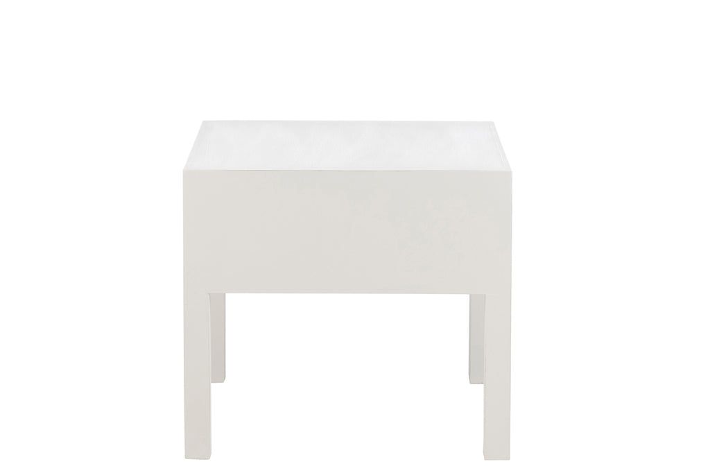 Night Table + 1 Basket Wood White - vivahabitat.com