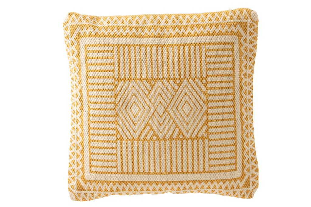 Cushion Bali Cotton White/Ochre - vivahabitat.com