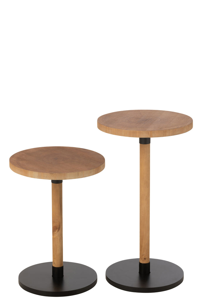 Set Of 2 Side Tables Ron Mdf/Pinewood Natural Black - vivahabitat.com