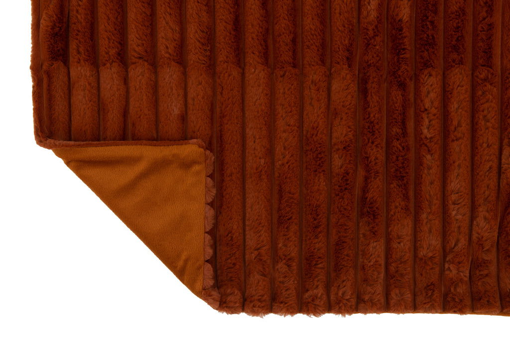 Plaid Throw Blanket Corduroy Polyester Rust - vivahabitat.com