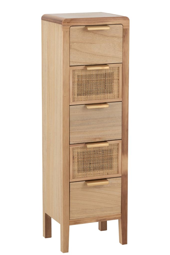 Closet High 5 Drawers Wood/Rattan Natural - vivahabitat.com