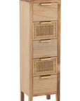 Closet High 5 Drawers Wood/Rattan Natural - vivahabitat.com