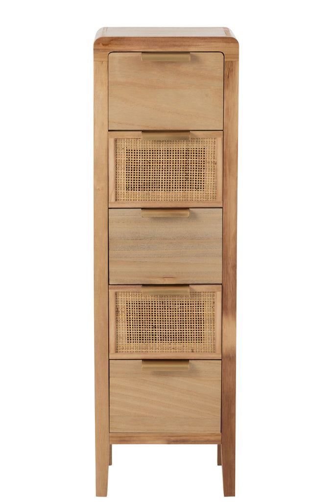 Closet High 5 Drawers Wood/Rattan Natural - vivahabitat.com