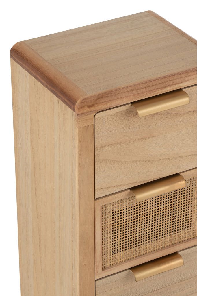 Closet High 5 Drawers Wood/Rattan Natural - vivahabitat.com