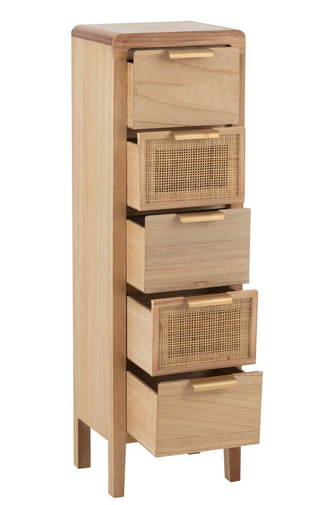 Closet High 5 Drawers Wood/Rattan Natural - vivahabitat.com