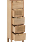 Closet High 5 Drawers Wood/Rattan Natural - vivahabitat.com