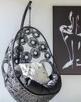 Hanging Chair+Cushions Bula Metal/Reed Black - vivahabitat.com