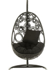 Hanging Chair+Cushions Bula Metal/Reed Black - vivahabitat.com