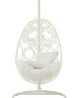 Hanging Chair+Cushions Bula Metal/Reed White - vivahabitat.com