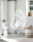 Hanging Chair+Cushions Bula Metal/Reed White - vivahabitat.com