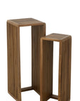 Set Of 2 Side Tables Cubic Recycle Teak Natural - vivahabitat.com