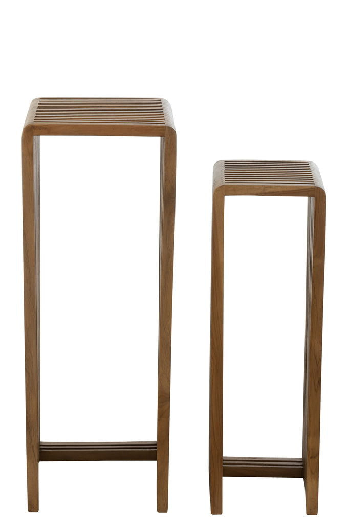 Set Of 2 Side Tables Cubic Recycle Teak Natural - vivahabitat.com