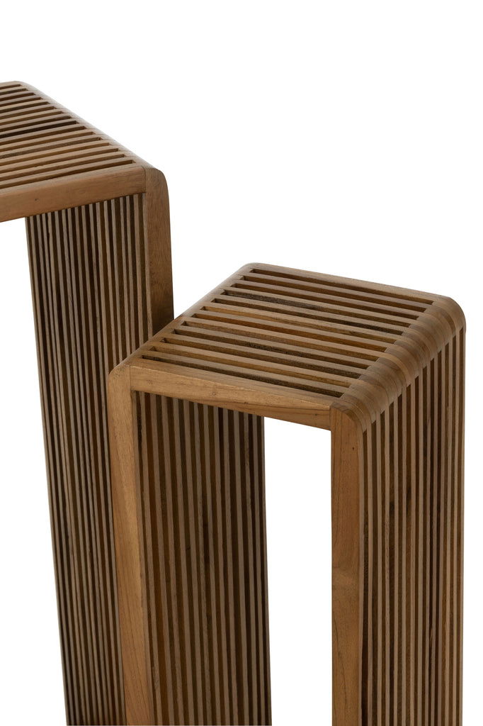 Set Of 2 Side Tables Cubic Recycle Teak Natural - vivahabitat.com